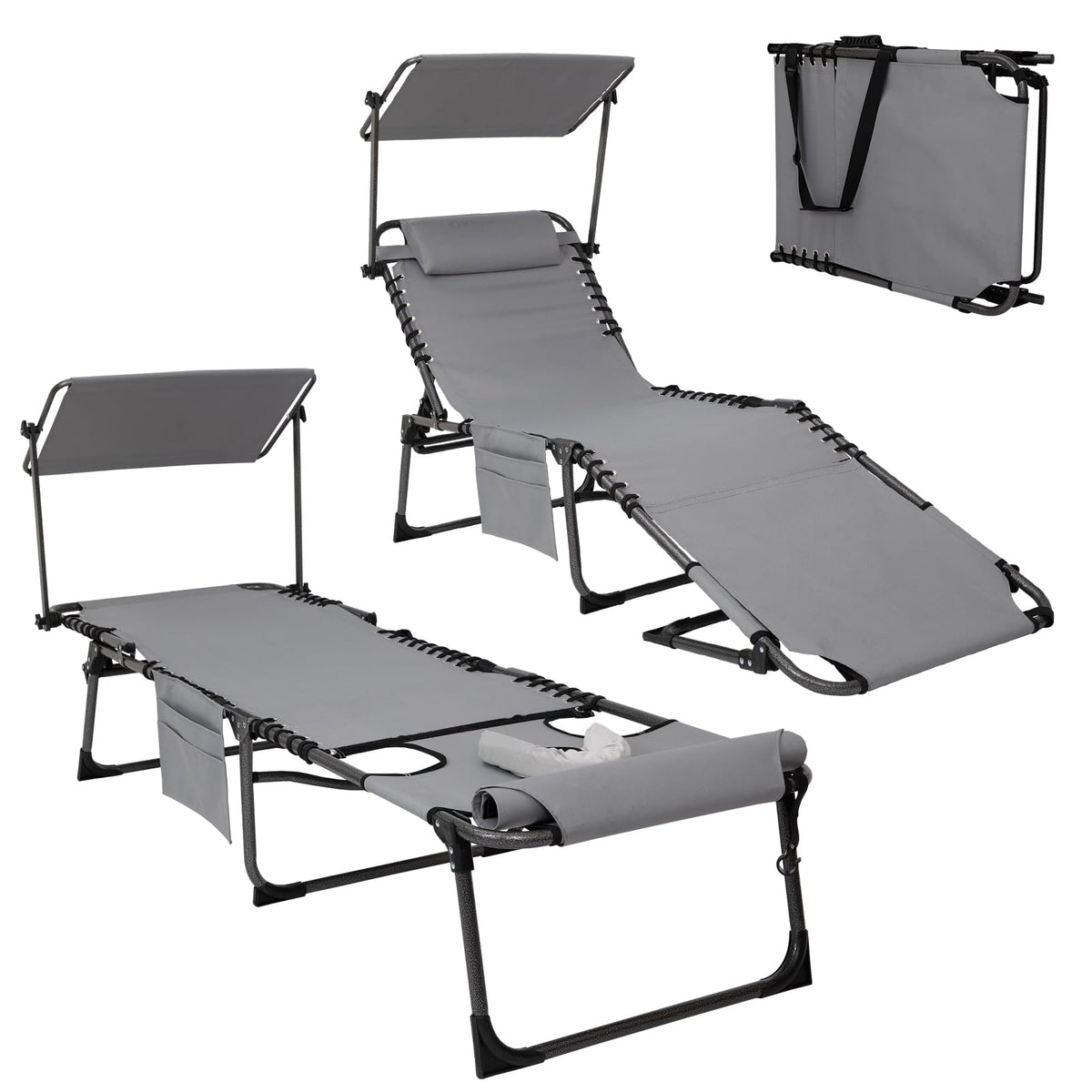 KingCamp MAGNOLIA B10 PLUS Backpack Chaise Lounge with Adjustable Canopy and Face Hole