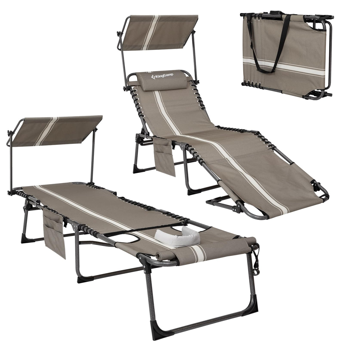 KingCamp MAGNOLIA B10 PLUS Backpack Chaise Lounge with Adjustable Canopy and Face Hole