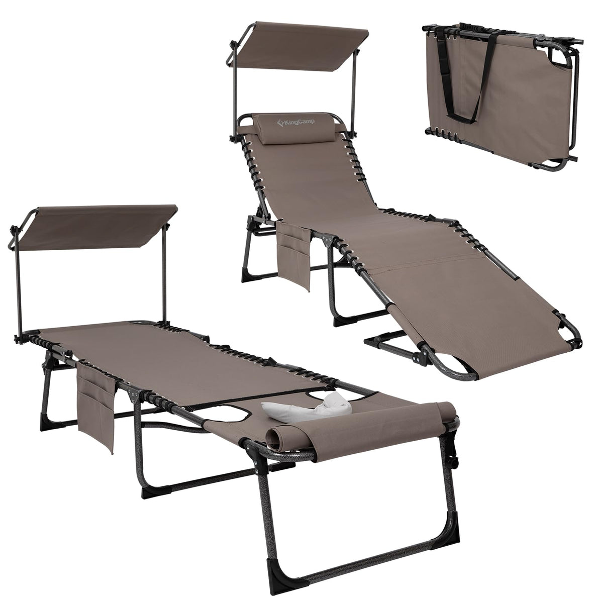 KingCamp MAGNOLIA B10 PLUS Backpack Chaise Lounge with Adjustable Canopy and Face Hole
