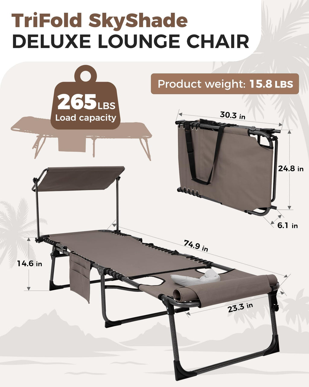 KingCamp MAGNOLIA B10 PLUS Backpack Chaise Lounge with Adjustable Canopy and Face Hole
