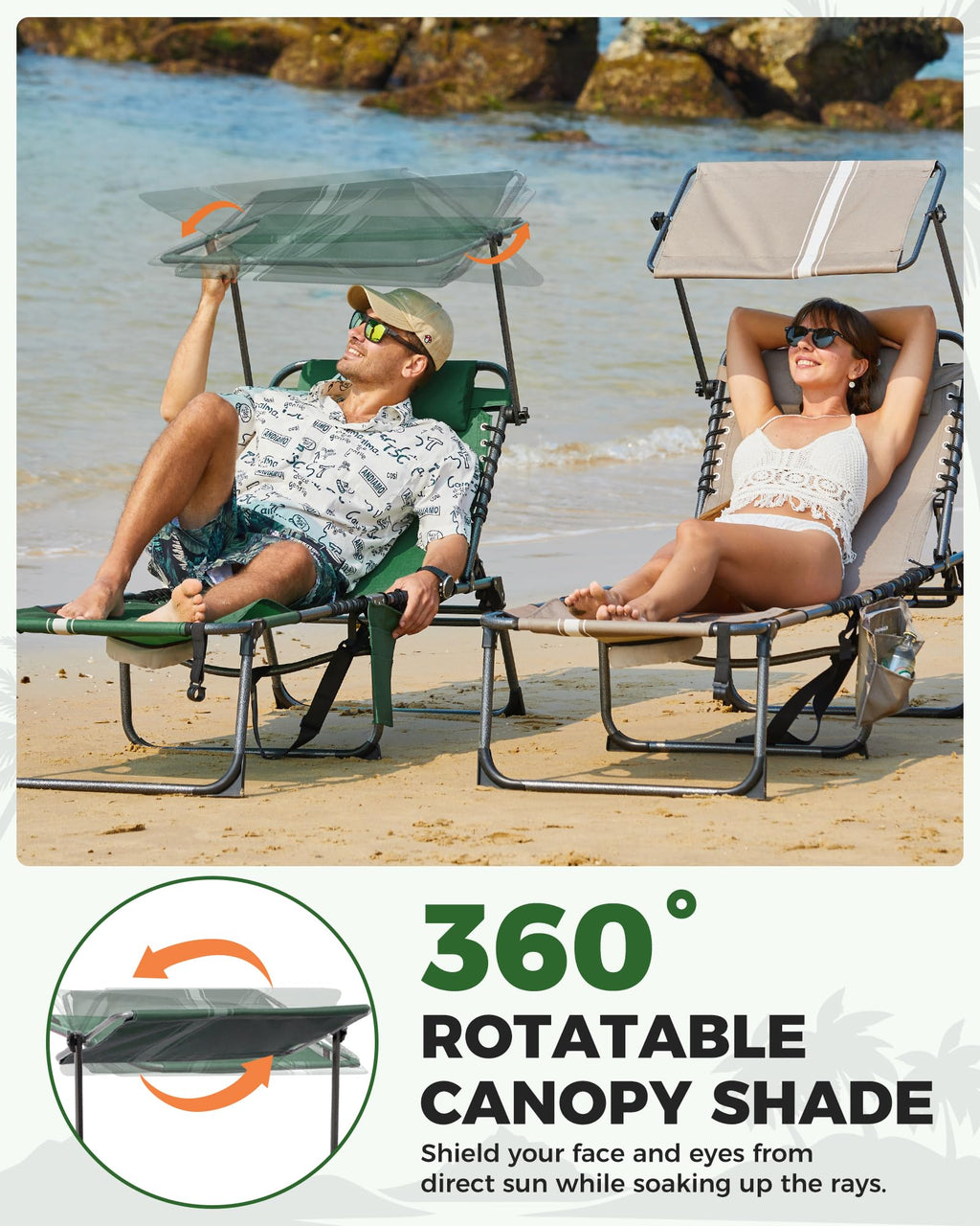 KingCamp MAGNOLIA B10 PLUS Backpack Chaise Lounge with Adjustable Canopy and Face Hole