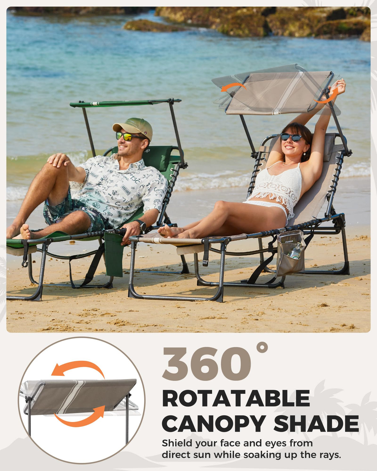 KingCamp MAGNOLIA B10 PLUS Backpack Chaise Lounge with Adjustable Canopy and Face Hole