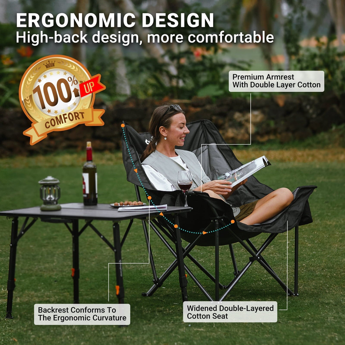 KingCamp CANNA C10 PLUS Oversized Padded Camping Chair