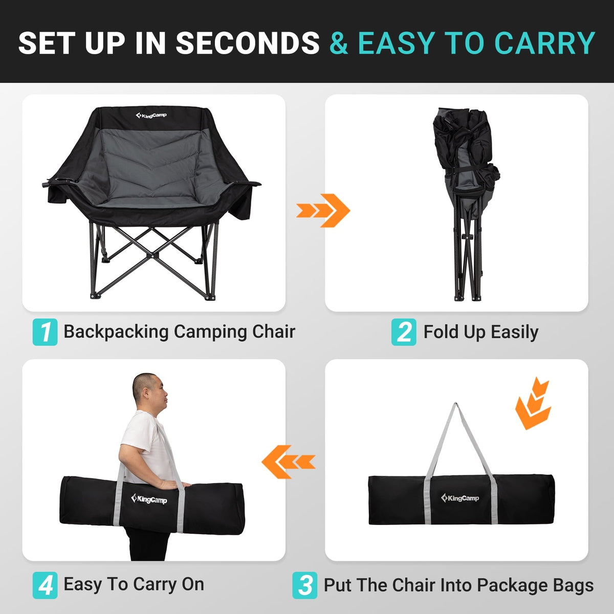 KingCamp CANNA C10 PLUS Oversized Padded Camping Chair