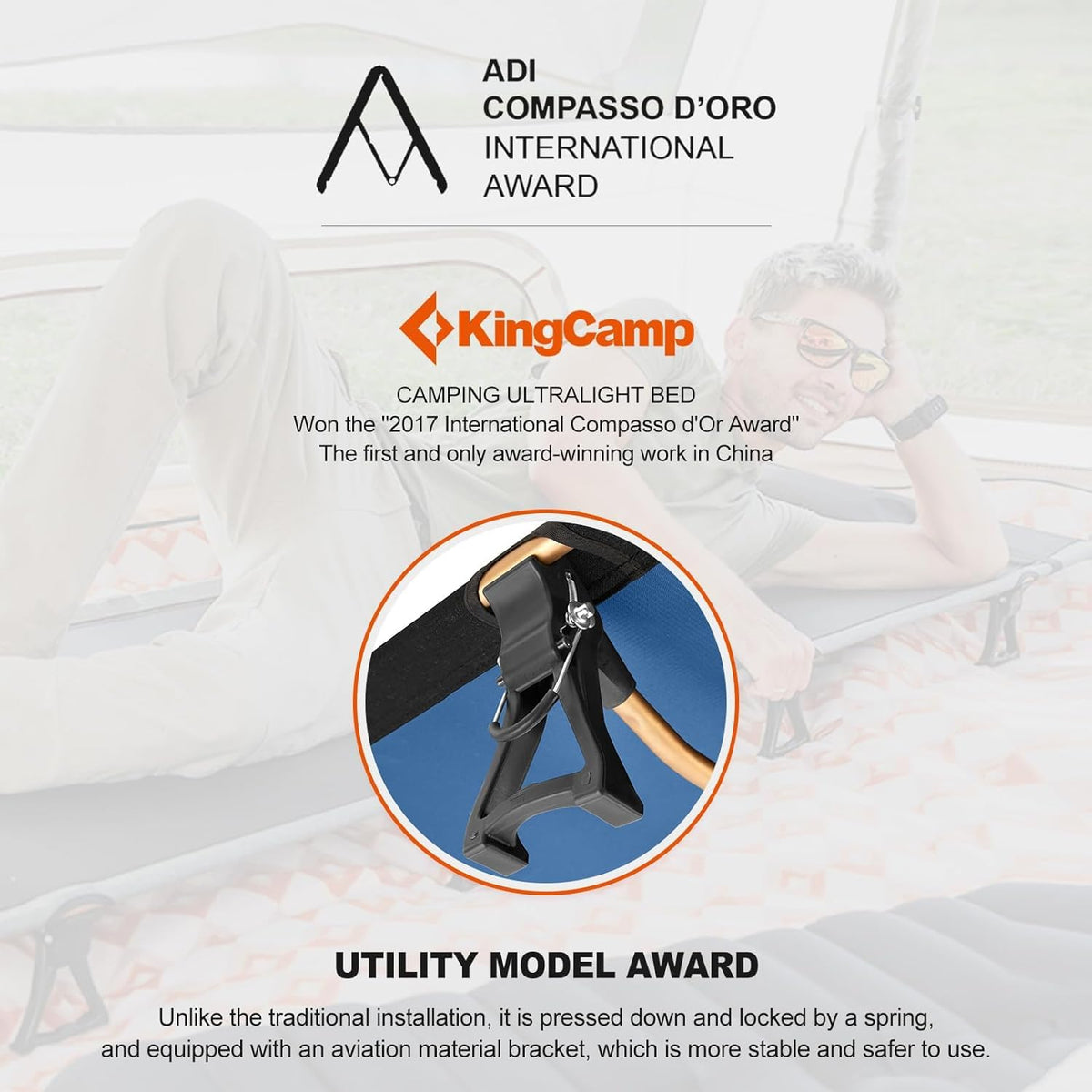Kingcamp Ultralight Folding Camping Cot | ADI Compasso d'Oro Award 2017