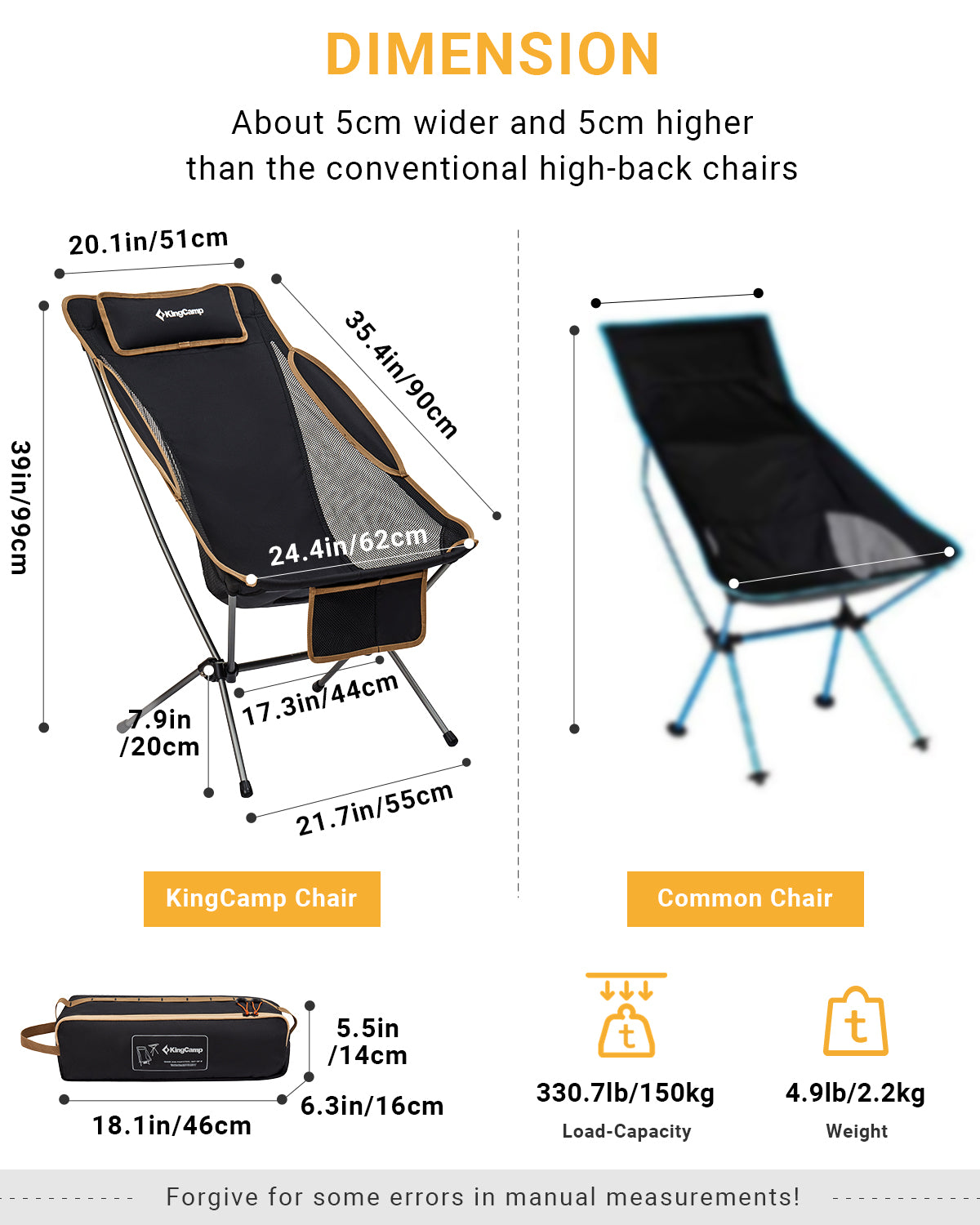 KingCamp Adjustable High Back Ultralight Camping Chair