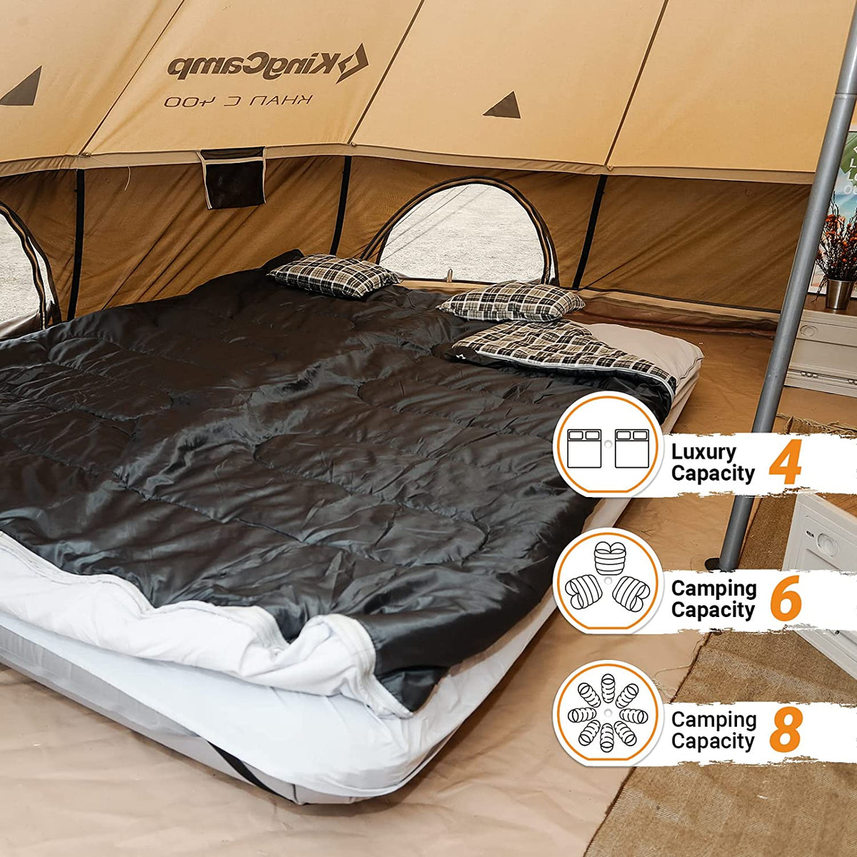 KingCamp KHAN C 400 Glamping Cotton Bell Tent 16.4ft/13.2ft