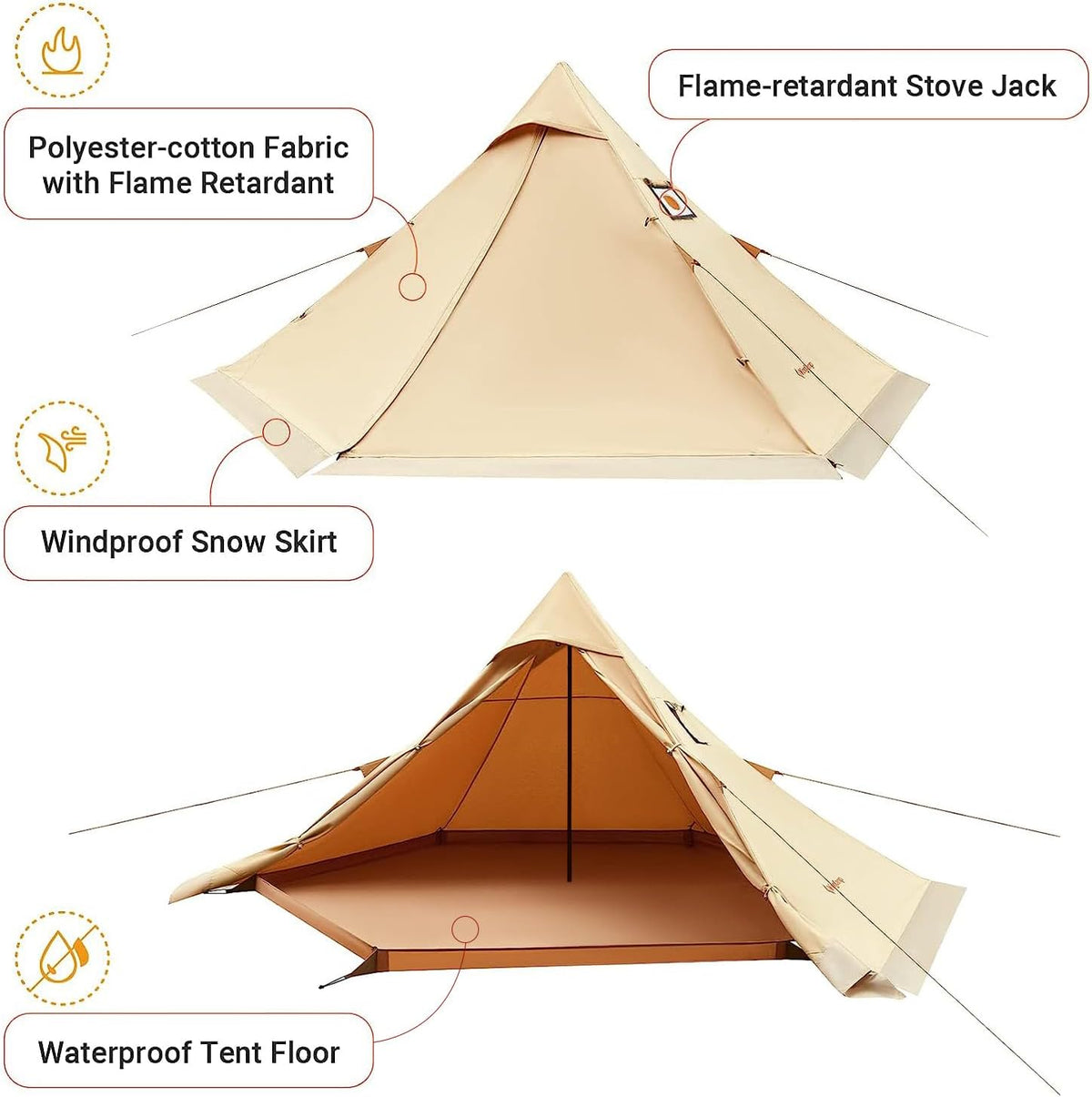 KingCamp TURINO Tipi Hot Tent with Stove Jack