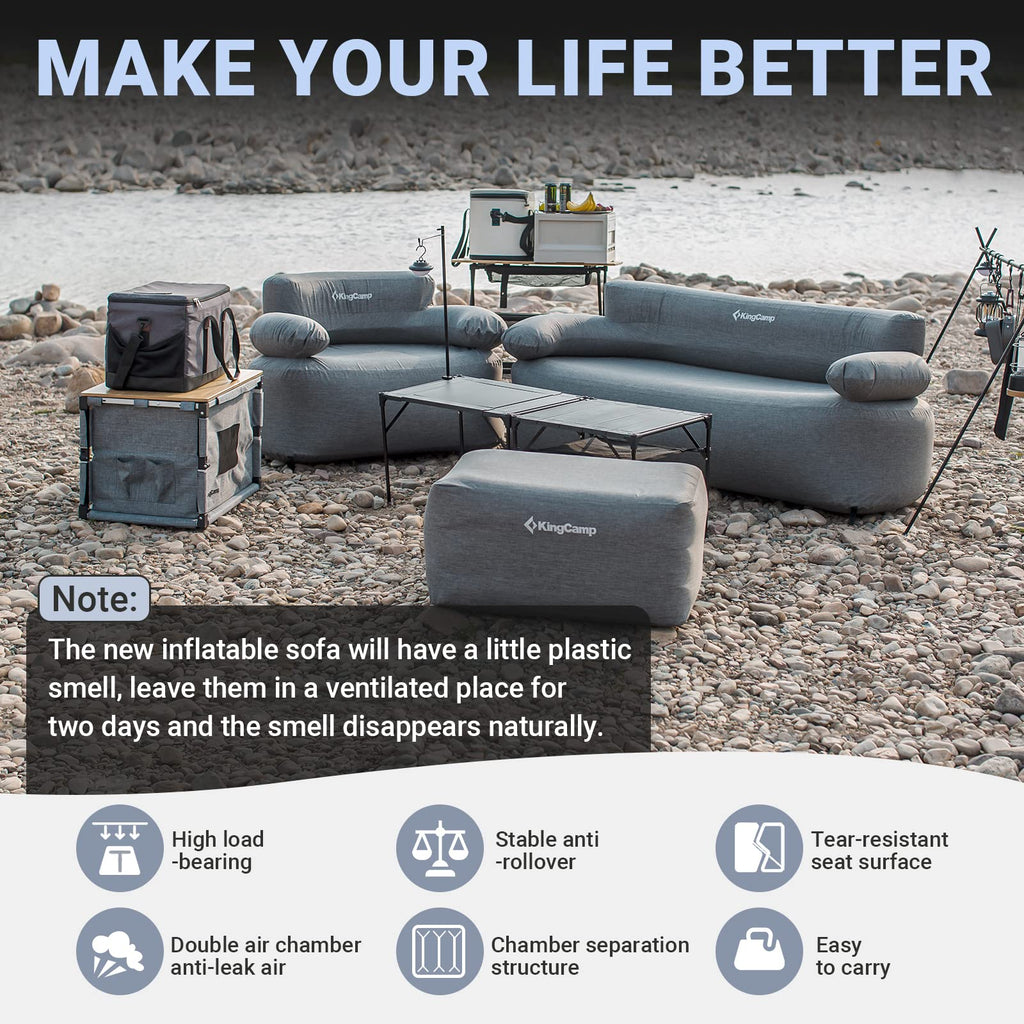 KingCamp Luxury Inflatable Sofa Set for Two with Foot Pump and Stakes