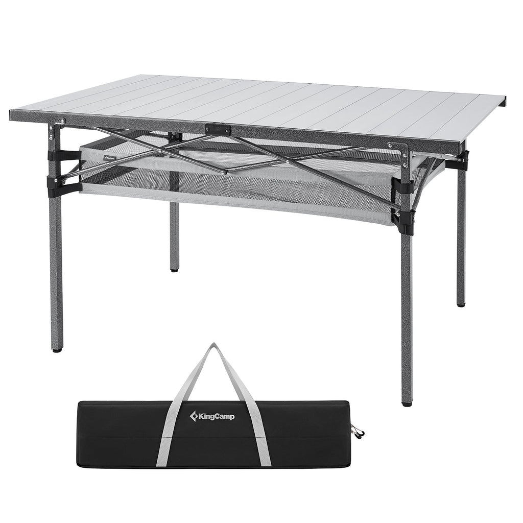 KingCamp Aluminum Roll Up Table with Storage Layer 53x27