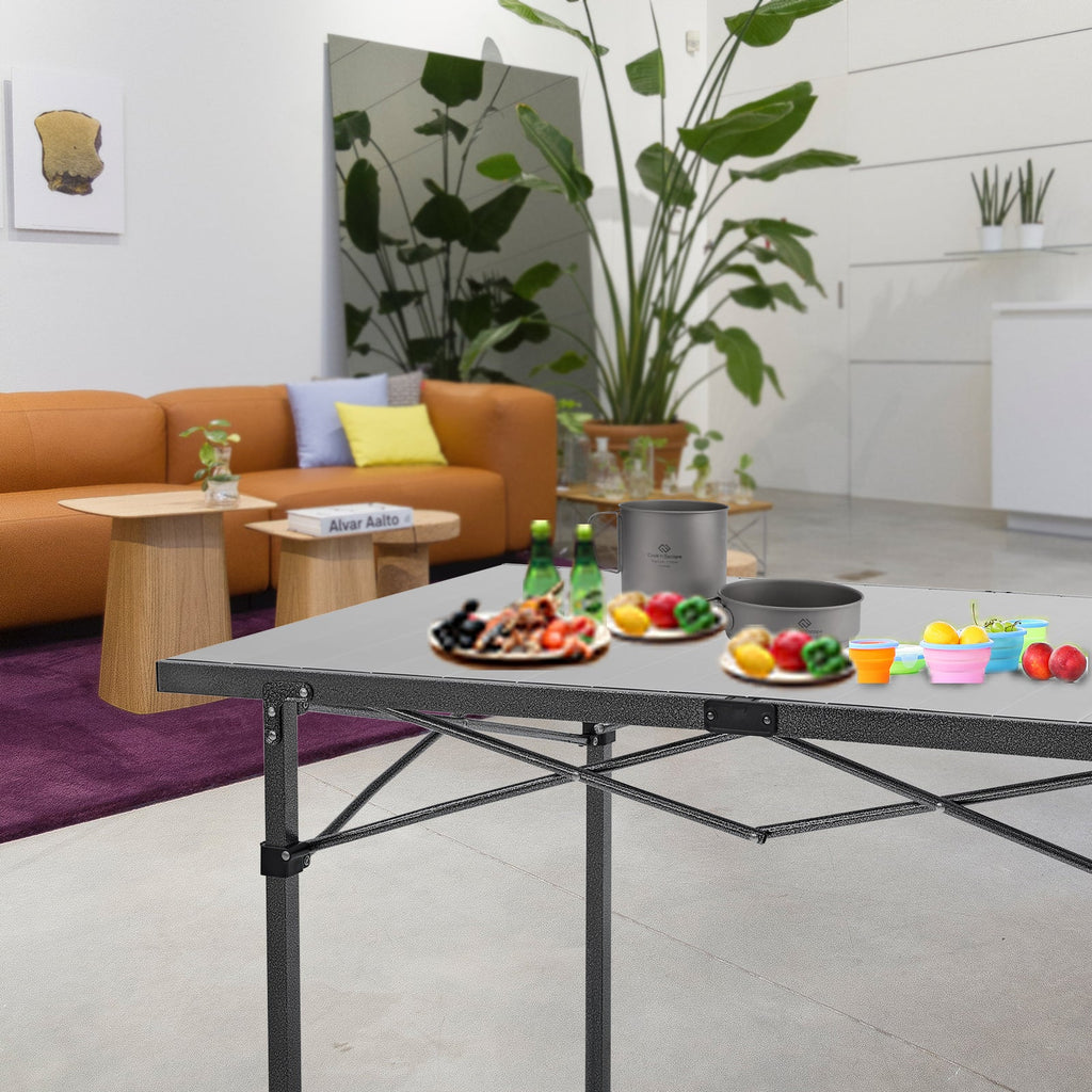 KingCamp Aluminum Roll Up Table with Storage Layer 53x27