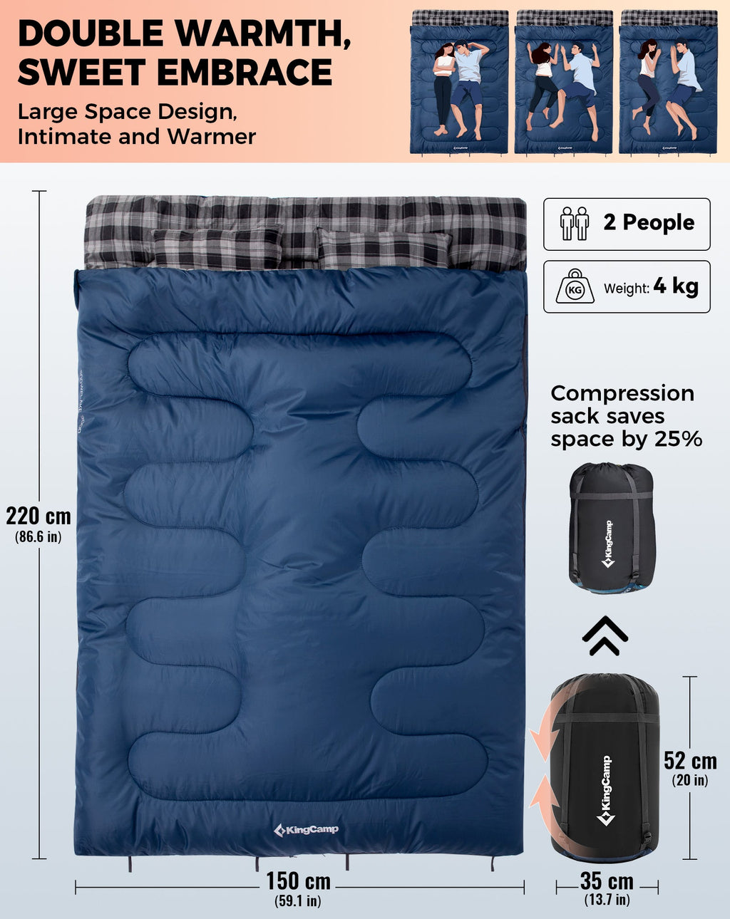 KingCamp SNOWFLAKE 300D Double Flannel Sleeping Bag