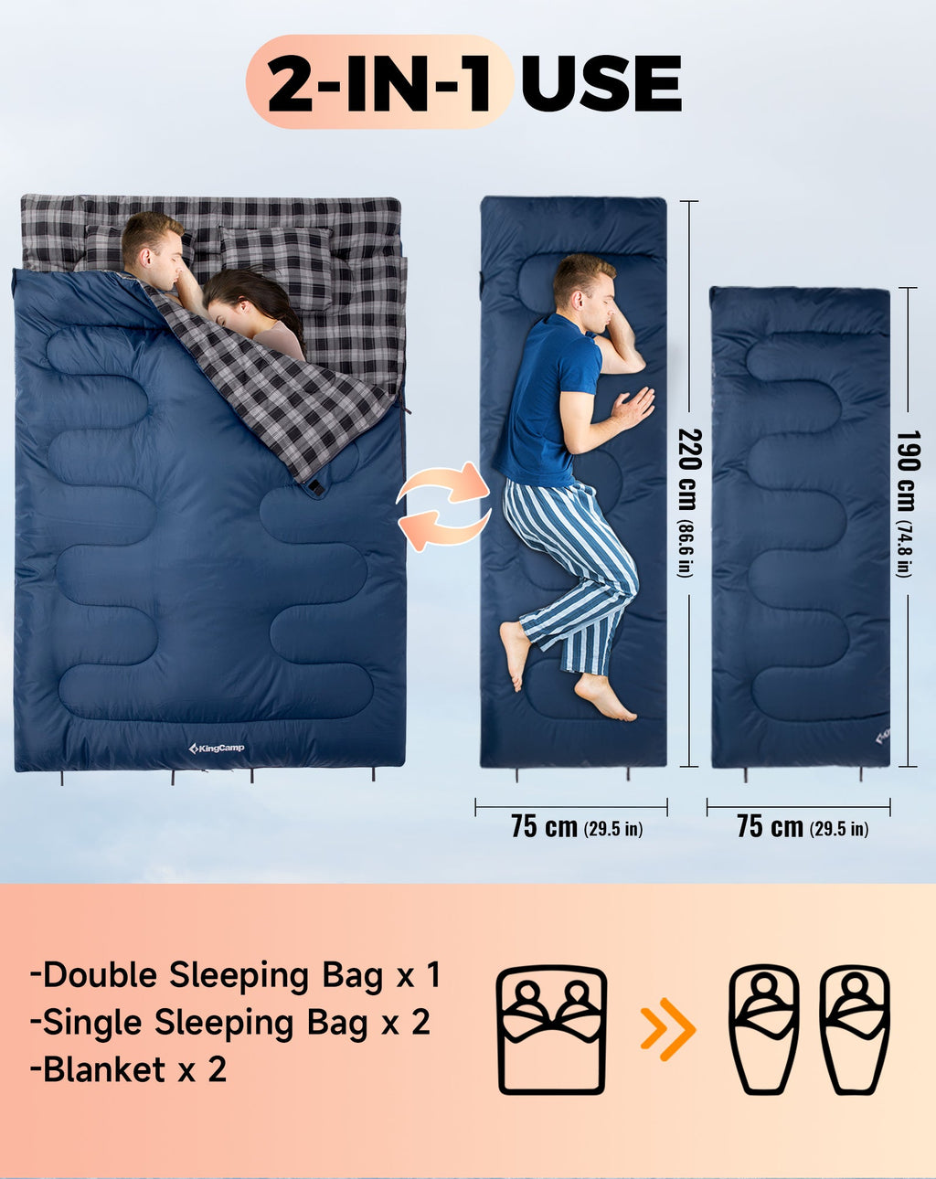 KingCamp SNOWFLAKE 300D Double Flannel Sleeping Bag