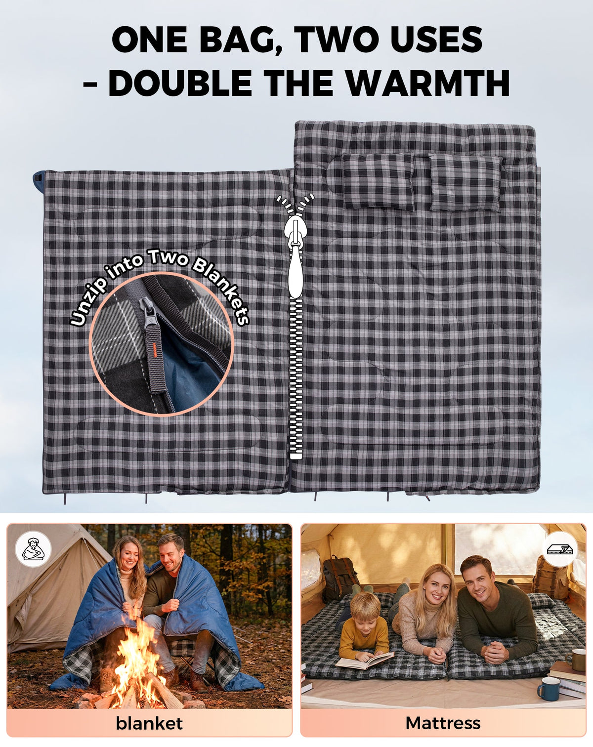KingCamp SNOWFLAKE 300D Double Flannel Sleeping Bag