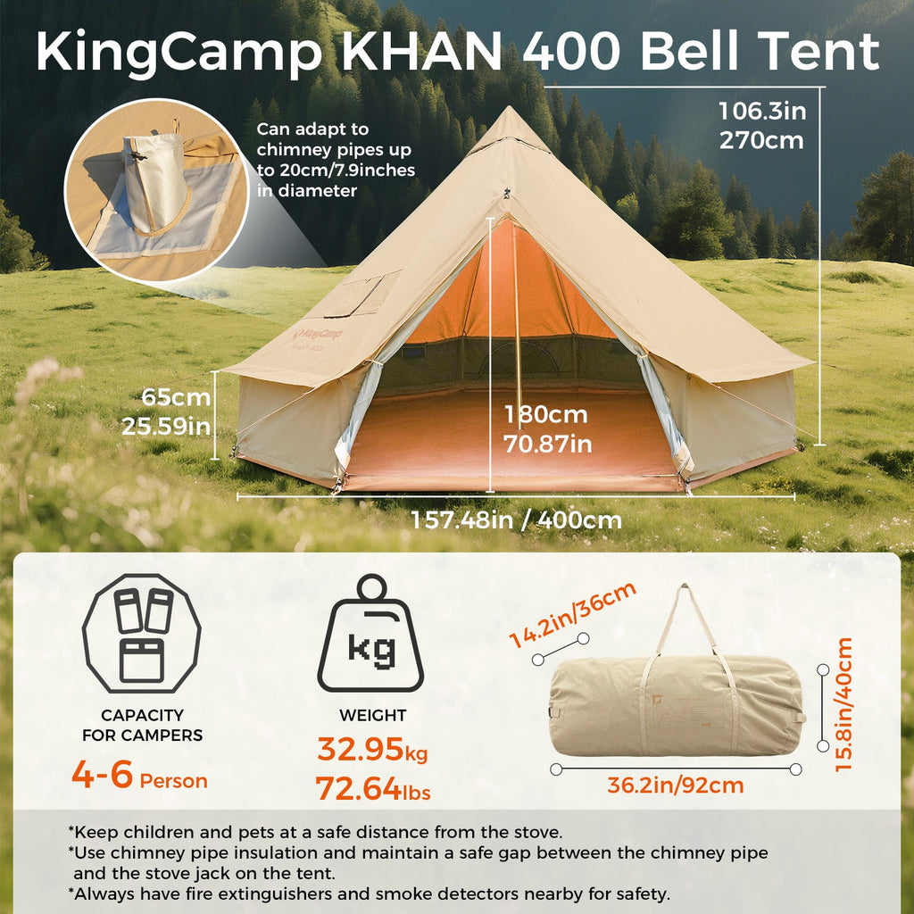 KingCamp KHAN 340GSM TC Canvas 4-Season Bell Tent