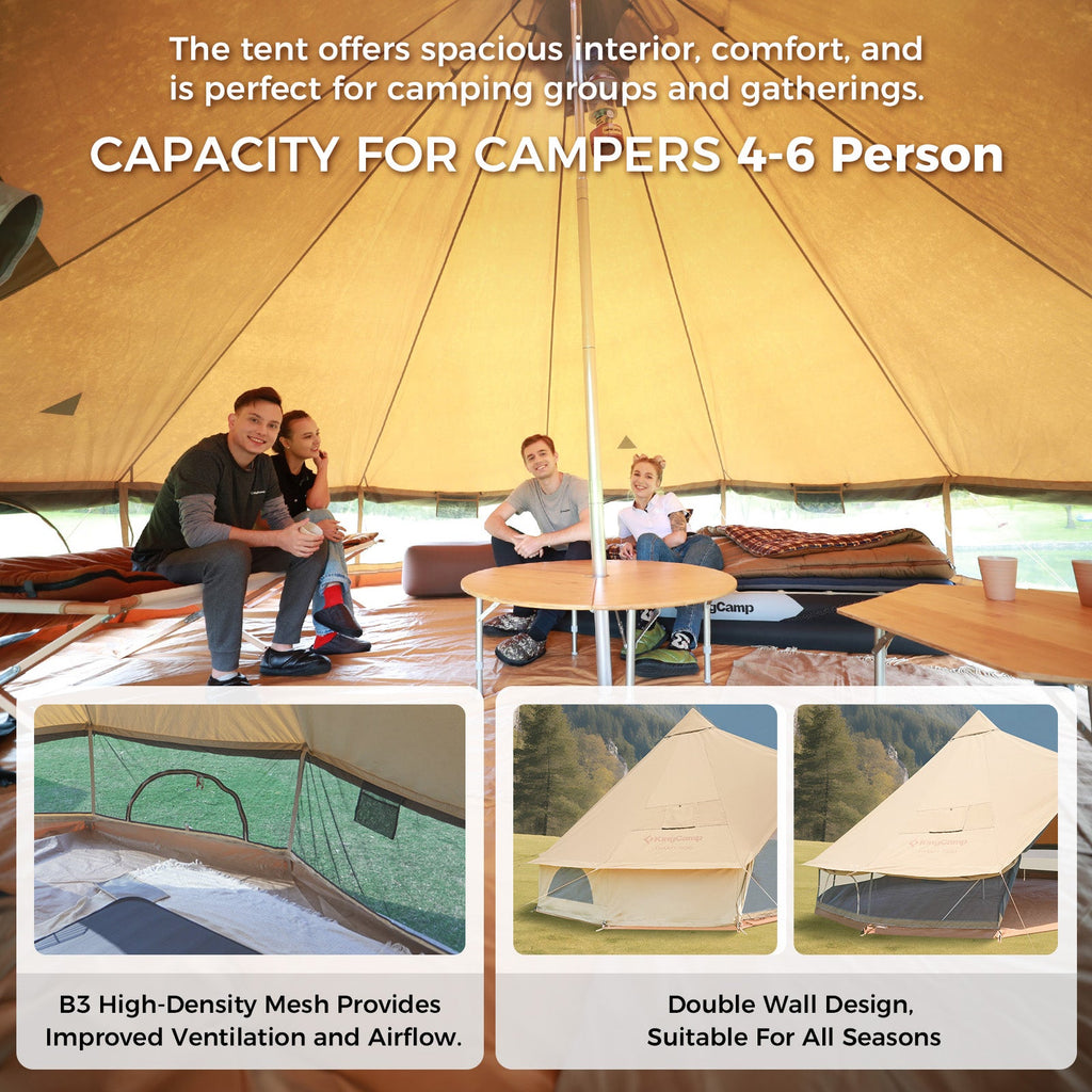 KingCamp KHAN 340GSM TC Canvas 4-Season Bell Tent