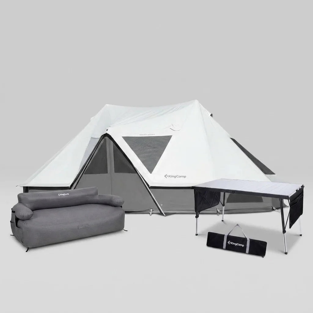 KingCamp KHAN PALACE Glamping Tent Kit with Inflatable Sofa & Table Bundle