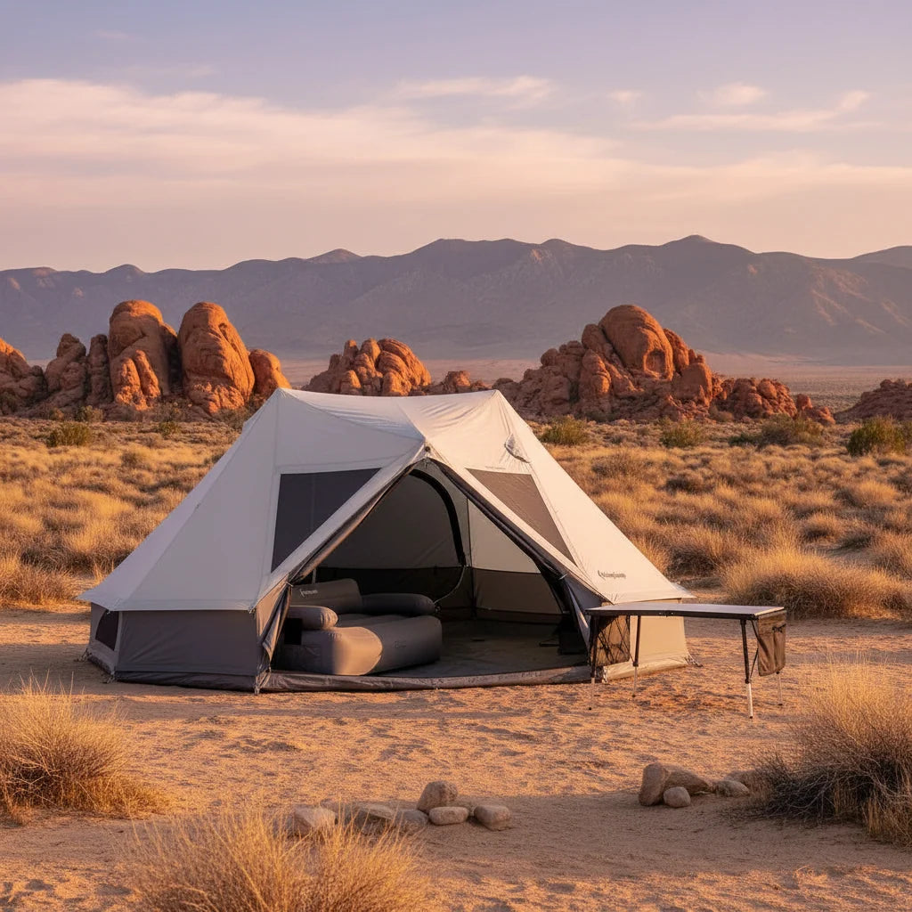 KingCamp KHAN PALACE Glamping Tent Kit with Inflatable Sofa & Table Bundle