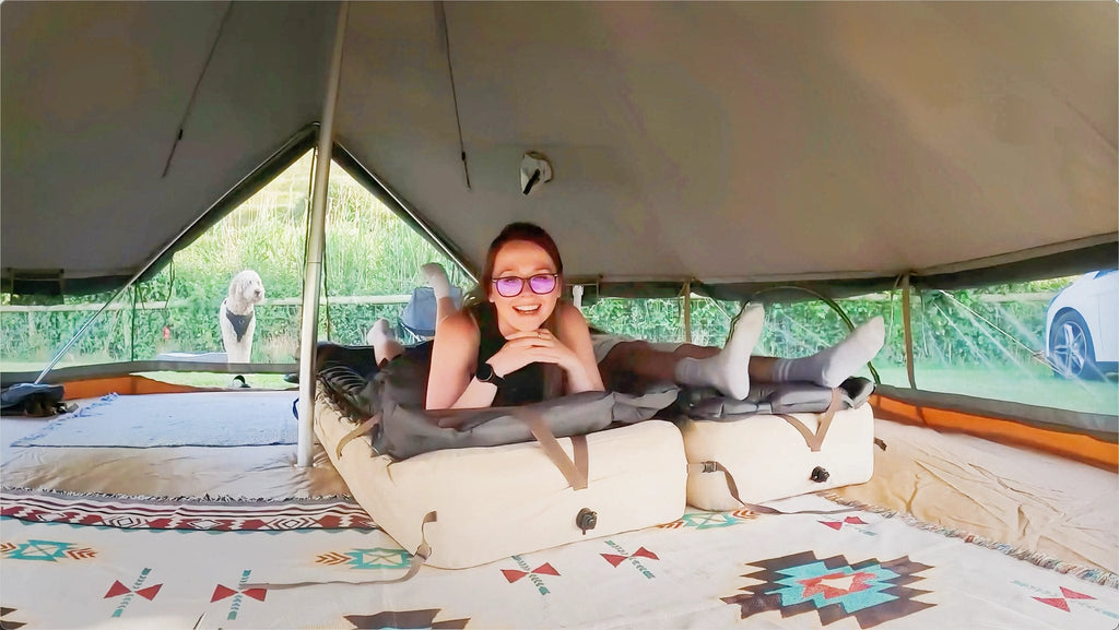 KingCamp Bell Tent & Double Air Bed Frame Bundle for Couples